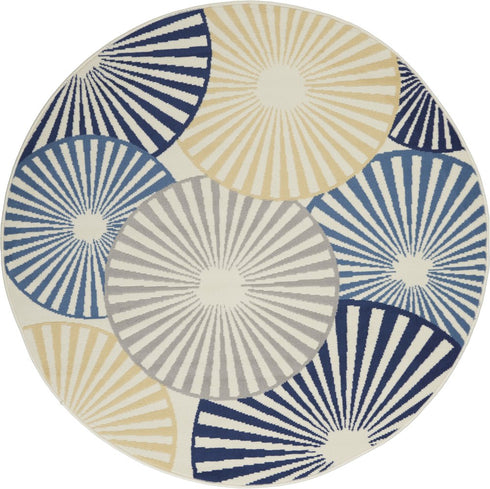 4' X 6' Blue and Ivory Geometric Power Loom Area Rug